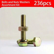 236pcs Assorted Colored Zinc M6 M8 M10 Hex Bolts, Nuts And Washers Kit, Heavy-Duty Bolt And Nut Assortment Set - Yellow - View 6