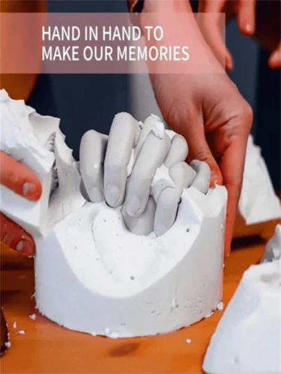 1st DIY Par 3D Hand Cast Kit, fånga eviga minnen! Lämplig för att förbättra relationen mellan par, vänner (slumpmässig förpackning)