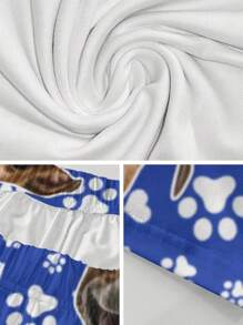 1pc Unisex Novelty And Comfortable Pet Pattern Printed Pajama Pants, Customized, Fall & Winter - Blue - View 4