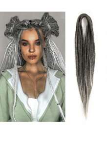 10strands/Set 0.6 Cm Thin 24" Double Ended Crochet Hippie Wool Dreadlock Extensions Handmade Synthetic Black Styles For Woman And Man - Multicolor - View 9