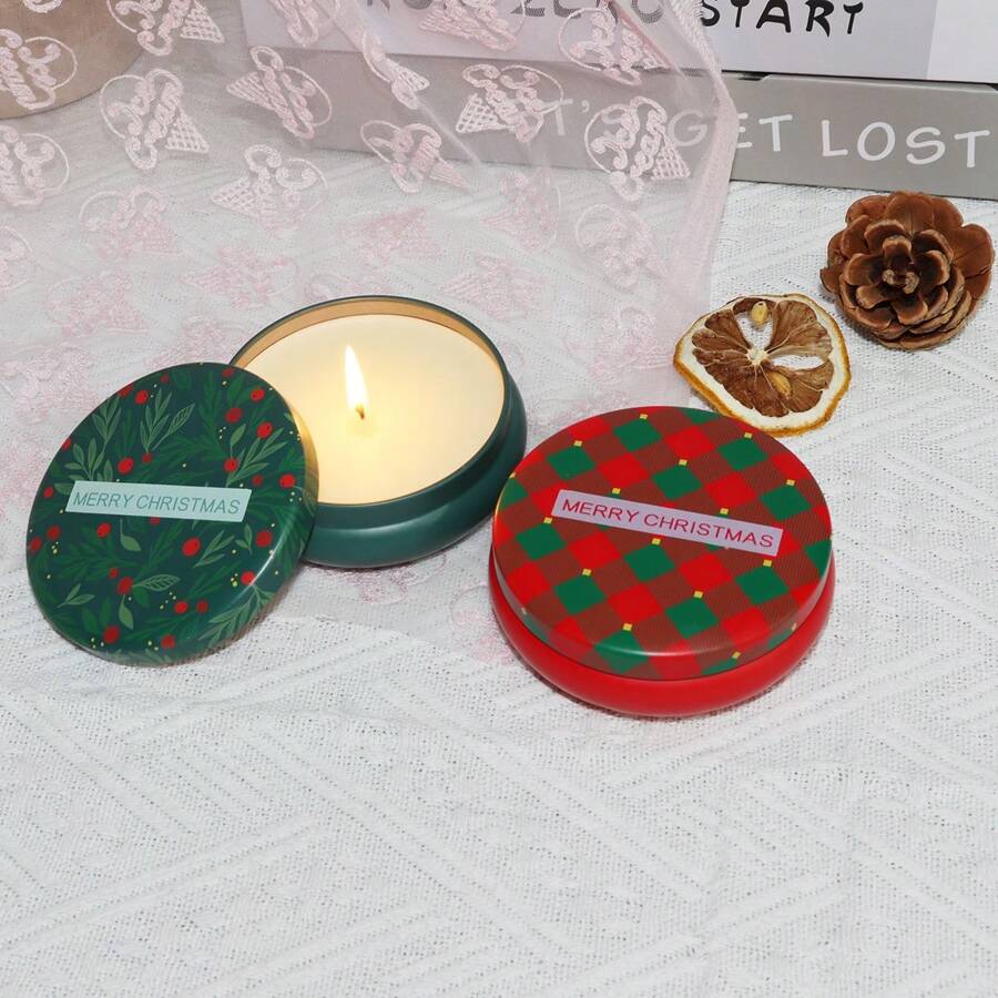 1 Set Rose Aromatherapy Christmas Scented Candles,Longjing Osmanthus Fragrance Scented Candles ,Scented Candles For Christmas Gifts,Home Decoration Aroma Holiday Festival Christmas Candles ,4 Oz Natural Soy Wax Long Lasting Candles Set,Room Decor,Gifts