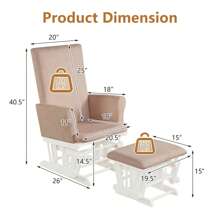 Homasis Glider And Ottoman Cushion Set Wooden Baby Nursery Rocking Chair - Pink - View 10