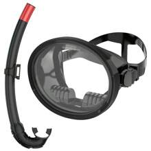 JoyMaySun Oval Snorkel Mask, Diving Mask, Classic Retro Style Panoramic Wide View Swim Goggles, Tempered Glass Lens, Adult Wet Snorkel - Multicolor - View 3
