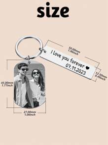 1 pieza Llavero personalizado con foto de pareja, llavero personalizado con fecha de calendario, llavero personalizado con fecha, llavero personalizado con código de música, llavero personalizado con fecha especial. - Multicolor - Ver 2