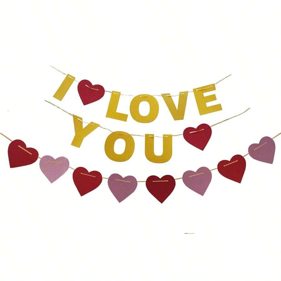 Pancarta de propuesta "TE AMO", decoración romántica de boda en negro, dorado y rosa dorado con purpurina, decoraciones para fiesta de San Valentín, corona de amor, telón de fondo para cabina fotográfica, decoración con forma de corazón, decoración para habitación de aniversario de boda, decoración para repisa de chimenea DIY - Dorado TE AMO+8 corazones - Ver 1