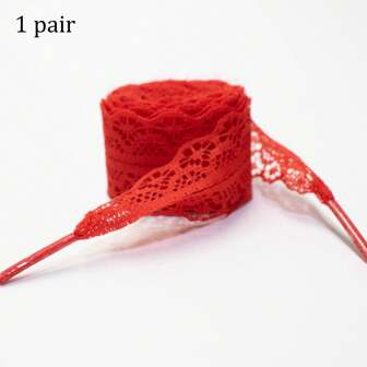 1 Pair Lace Shoelaces Ballerina Style Adorable White Silk Lace Trim Shoelaces