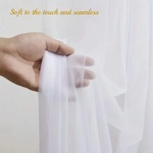 1 set de 2 rideaux de fond en voile transparent avec guirlande lumineuse de fée - Tentures en polyester blanc 100% de 1,6 m x 3 m, convenant pour les mariages, anniversaires, occasions diverses. Kit d'éclairage alimenté par USB, polyvalent pour différentes occasions