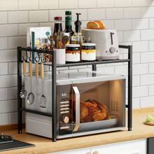A Multifunctional Kitchen Storage Rack, Serving As Both Microwave And Oven Rack, Dual-Layer Design For Storing Spices And Other Items, Also Suitable For Home Decor, Bathroom Supplies, Birthday Gifts, New Year Gifts, Valentine's Day Gifts, Etc.