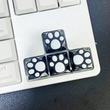 4 件手工制作半透明猫爪键帽适用于定制机械键盘，ABS 树脂材质，商务风格，OEM 外形