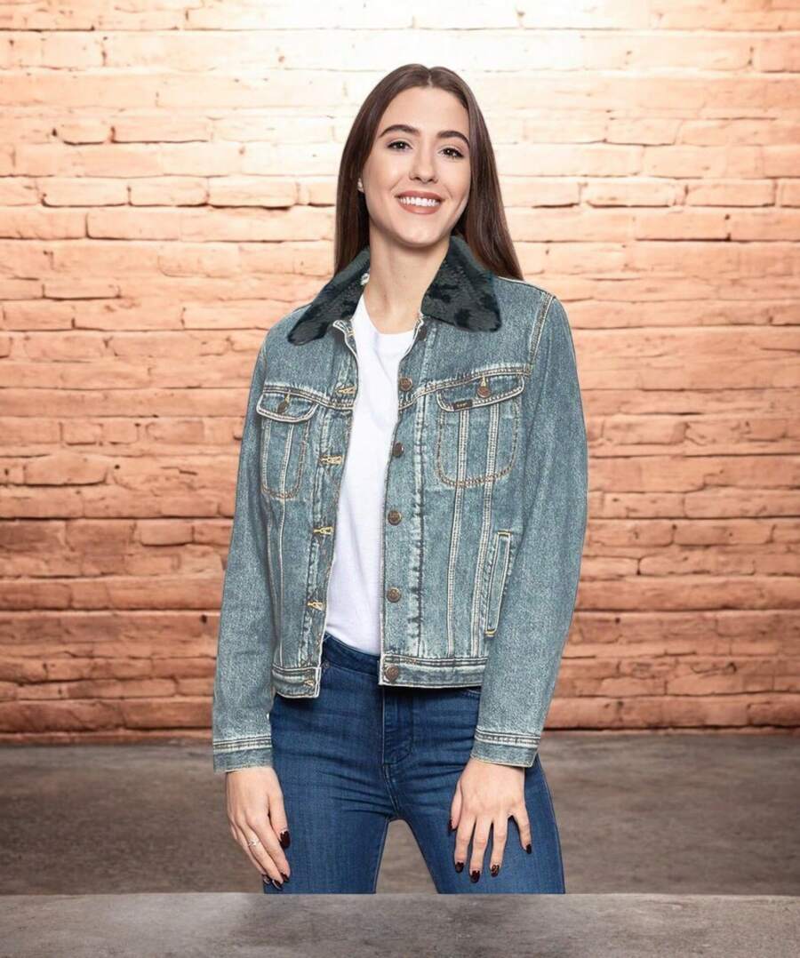 Chamarra De Mezclilla FAS HION Para Mujer 52260 - Azul lavado medio - Ver 1