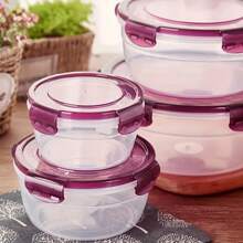 1pc/2pcs/3pcs/4pcs Purple PP Transparent Airtight Food Storage Containers, Leak-Proof Design For Fridge & Microwave - Purple - View 5