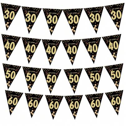 30th 40th 50th 60th Birthday Banner Sign Bunting 30 40 50 60 Years Birthday Paper Hanging Flags For Adult Milestone Birthday Party Supplies