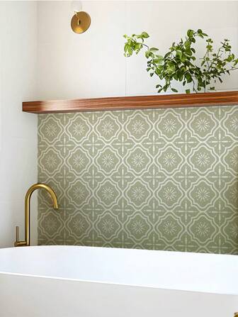 10 件装-20X20 厘米中世纪现代鼠尾草复古自粘乙烯基地板砖，即剥即贴地板砖 DIY 厨房地板