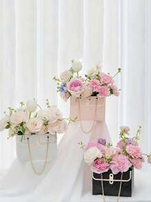 3 Stück elegante Papierblumen Geschenkbox-Set mit Griff - perfekt für Hochzeit, Valentinstag, Geburtstag und Muttertag Bouquet Aufbewahrung und handgemachte Verpackung