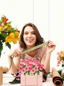 3 Stück elegante Papierblumen Geschenkbox-Set mit Griff - perfekt für Hochzeit, Valentinstag, Geburtstag und Muttertag Bouquet Aufbewahrung und handgemachte Verpackung