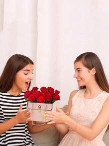 3 Stück elegante Papierblumen Geschenkbox-Set mit Griff - perfekt für Hochzeit, Valentinstag, Geburtstag und Muttertag Bouquet Aufbewahrung und handgemachte Verpackung