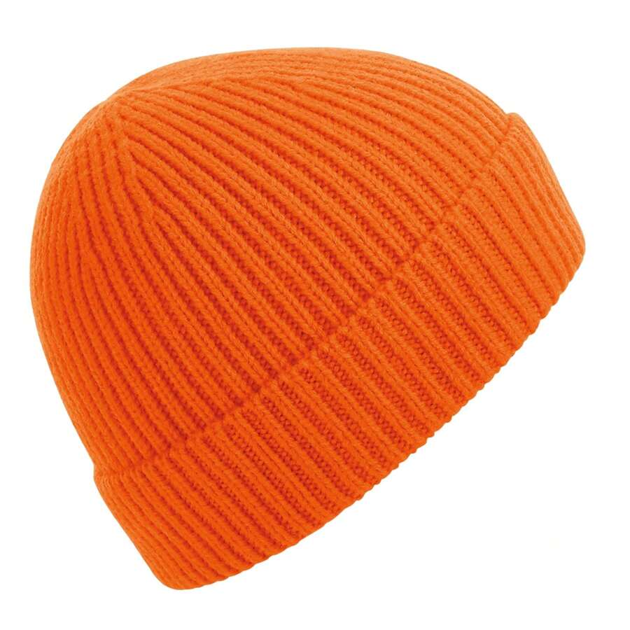 Beechfield Unisex Adult Rib Knit Beanie (Orange) - 97% Acrylic/2% Polyester/1% Elastane