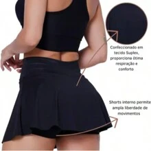 Shorts Skirt Fitness Gym High Waist Butt Cover - 黑色 - 查看 6