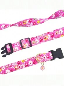 1 pièce Collier de chien réglable imprimé de fleurs mignonnes avec pendentif, convient aux petits, moyens et grands chiens, disponible en rouge, rose, violet, bleu