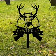 1 pieza Estaca de jardín personalizada "No está aquí Perro Cagando", Señal "No Cagar Perro", Estaca de jardín personalizada con corazón y mariposa, Arte metálico de yarda de cabeza de ciervo de caza personalizado, Arte de pared de naturaleza y vida silvestre, Arte de yarda "No Cagar", Señal de césped "No Cagar", Señal de yarda de perro, Arte metálico de regalo de inauguración de la casa para mascotas - Negro - Ver 11