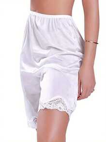 Four Seasons Outfits For Women Classic Midi Pyjama Bottoms Casual Soft Solid Lace Half Slip Sleepwear,Plus Size Lace Pajama Pants - Casual Sleepwear