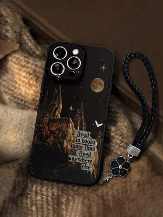 Technology 1pc Delicate Perforated Straight Edge Castle Night Painting Thick Shockproof Phone Case With Handmade Braided Lanyard, Compatible With Iphone 16/16 Pro/16 Plus/16 Pro Max, IPhone 15 Pro Max, Apple P13, P14, P11 Soft Case, P12 Anti-Fall, XS.XR /7 8 P.78 GES2, A50 A12 A32 A52 A72 A51 A21S A13 A14 S22 Ultra S23 A33 A53 S20 FE, Redmi 11 Youth. 12 Pro. 12/12X. Note 11. 9a. 9c. Polox3 NFC. Redmi 10. Redmi 9. Note 9. 12c. Note 11 Pro. Redmi 10c. Note 8 Pro Waterproof Scratch Resistant