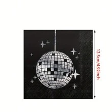 20 件/50 件/100 件黑色和银色迪斯科派对鸡尾酒餐巾一次性 70 年代 80 年代 90 年代派对用品鸡尾酒餐巾派对餐巾纸用于订婚生日毕业典礼新娘送礼会圣诞节新年派对装饰 - 黑色 - 查看 2