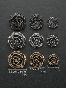 Vintage Rose Flower Metal Buttons 6 Packs, Antique Style Decorative Button For Coats, Sweaters, Suits, Jackets, Women's Fashion, DIY Crafts, Hair Accessories, Sewing Supplies - Golden & Silver Grey