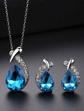 Conjunto de joyas estilo coreano, nuevo collar minimalista y de moda para niña, con cadena de clavícula en forma de gota de agua y conjunto de pendientes