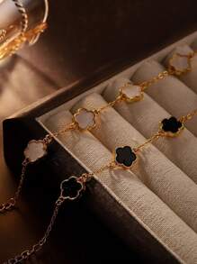 Stylever 1 Peça Bracelete Floral Fofo Jóias Femininas para Mulheres, Pulseira de Corrente Elegante de Prata 925, Presente de Jóias Finas para Irmãs Amizade