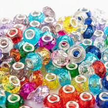 50/100pcs Silicone Large Hole Beads - Assorted Crack Acrylic Spacer Beads, Suitable For DIY Bracelets, Necklaces, Keychains - Durable Jewelry Making Supplies