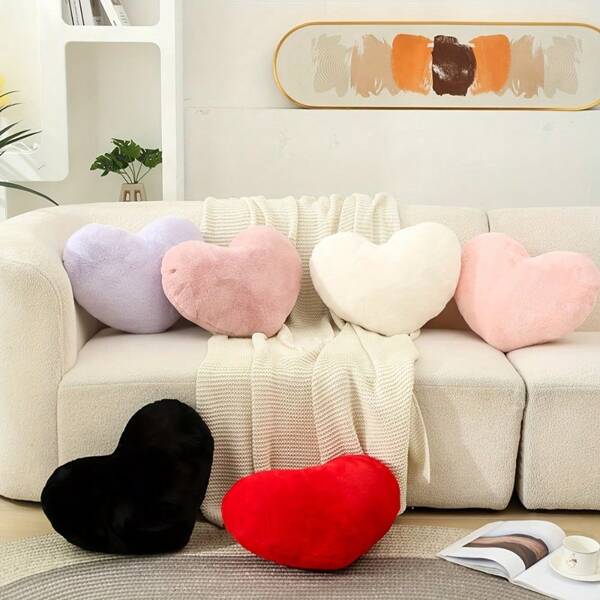 1PC Heart-Shaped Plush Pillow Soft Fluffy Pillow Sofa Bed Decorative Pillow Love Pillow Heart-Shaped Pillow Room Decor Home Decor Living Room Decor