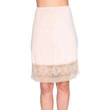 Half Slips For Under Dresses Extender Slip Skirt For Women Half Slip Satin Lace Trim Long Underskirt - 米色 - 查看 1