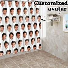 1PC Customized Personalized Face Waterproof Shower Curtain, Customized Interesting Photo Stickers, Given To Family And Friends, Customized Shower Curtain For Bathtub Bathing, Waterproof And Machine Washable Shower Curtain With Hooks, Suitable For All Seasons Home Bathroom Decor Fall Decor Bathroom Accessories Back To School - Multicolor - View 3