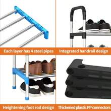6-Layer Aluminum Tube Shoe Rack, Shoe Rack, Shoe Rack, Stainless Steel Multifunctional Storage Rack, Modern And Simple Shoe And Hat Rack, 1 Piece, Shoe Rack With Handle, Used To Store And Organize Items, Save Space, Have Larger Intervals, Durable, Easy To Assemble And Maintain, Suitable For Home Use - Grey - View 3