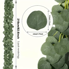 3 Pcs 82inch Lush Artificial Eucalyptus Wreath - Classic Style Home Decor, Wedding & Party Decoration - No Power Needed, No Feathers Gifts Birthday Graduation,Fake Plants