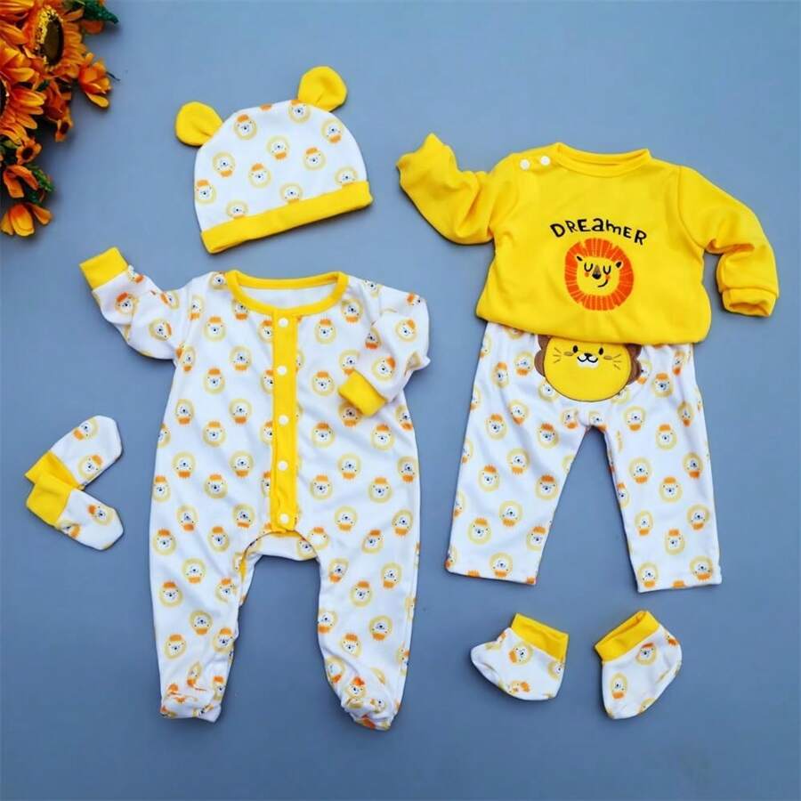 Ropa para muñecas Reborn de 17 a 23 pulgadas, accesorios de ropa para muñecas de 17 a 23 pulgadas, ropa para bebés[Juego de 6 piezas Little Lion]Regalos navideños para niños Navidad - Multicolor - Ver 1