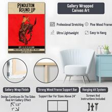 1 Pc Framed Vintage Wall Art Canvas Decor Vintage Rodeo Glory Framed Pendleton Rodeo Cowboy Poster - Classic Cowboy Wall Art And Red Western Decor Prints Retro Wall Art For Bathroom Living Room Bedroom