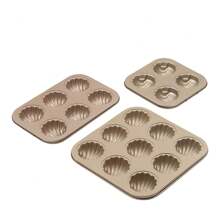 3pcs/1pc Madeleines Baking Mold Pan, 4/6/9 Cavities Non-Stick Candy Mold, Carbon Steel Cake Mold, Madeleines Pan, Shell Shape Baking Molds For Cookies, Cakes, Chocolate,