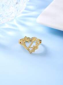 1pc Stylish Adjustable Rings With Heart, Letter, Geometric Pattern Design, Fashion Accessories, Ideal Gift