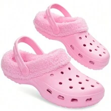 City Comfort Clogs Winter Classic Fleece Lined House Shoes Warm Garden Slip On With Strap - Pink - View 1