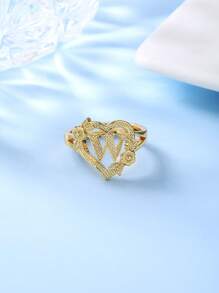1pc Stylish Adjustable Rings With Heart, Letter, Geometric Pattern Design, Fashion Accessories, Ideal Gift