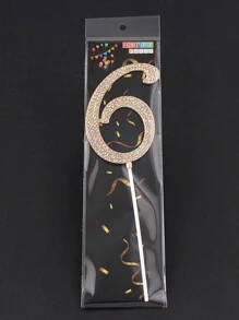 1 件大号数字 0 1 3 4 5 6 7 8 9 生日蛋糕装饰，金色闪亮水钻生日快乐蛋糕装饰，编号 1 10 16 18 21 30 40 50 60 70 80 蛋糕装饰适用于生日派对结婚周年纪念装饰