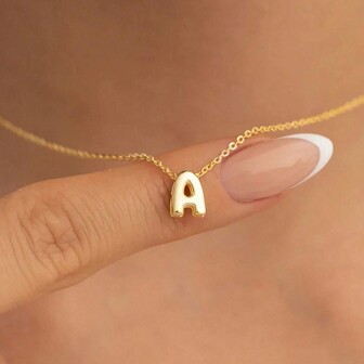 Personalized Bubble Letter Necklace - Layered Gold Initial Tiny Small Pendent Necklaces For Women, Dainty Gold Initial Choker Paperclip Chain Necklace Gold Jewelry For Women Teen Girls Gifts