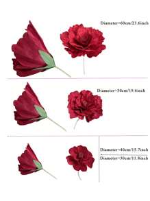 Grande Flor de Peônia de Veludo Simulado, Flor Artificial para Casamento, Decoração de Vitrine, Estúdio Fotográfico, Rosa Burgundy Artificial, Dia dos Namorados, Presente