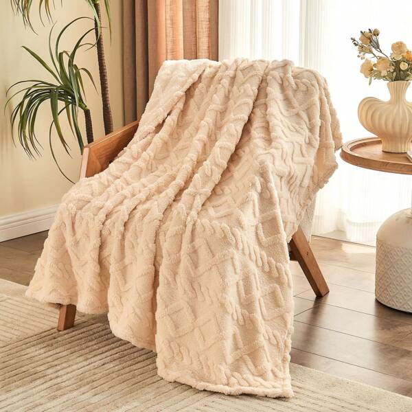 JULY 1pc Fleece Throw Blanket para sofá, Fuzzy Soft Cozy Fluffy 3D Jacquard Weave Throw Blanket para decoração de casa, cobertor leve e quente, cobertor texturizado confortável para cama, cobertor de flanela aconchegante e quente, para sofá, quarto, sala de estar