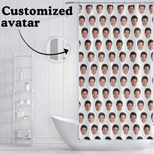 1PC Customized Personalized Face Waterproof Shower Curtain, Customized Interesting Photo Stickers, Given To Family And Friends, Customized Shower Curtain For Bathtub Bathing, Waterproof And Machine Washable Shower Curtain With Hooks, Suitable For All Seasons Home Bathroom Decor Fall Decor Bathroom Accessories Back To School - Multicolor - View 7