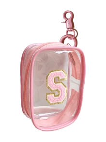 Portable Mini Transparent Zipper Storage Bag, Towel Embroidered Letter, Small Multi-Function Storage Bag, Earphone & Charger Storage Box With Keychain, Transparent Travel Accessories, Exquisite And Compact, Suitable For Storing Small Items, Cable Storage Bag, Bracelet Pouch - Pink - View 15