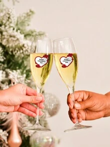 4x4cm Customized Valentine's Day Love Stickers, Wedding Stickers, Heart-Shaped Stickers, Can Print Your Text, Elegant Floral And Botanical Bride Design - Multicolor - View 10