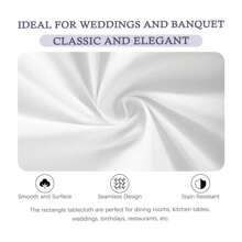 6/10  Packs Tablecloth For 6 Foot Rectangle Tables, 60 X 102 Inch Rectangle Tableclothes,Washable Long Table Cover Polyester Fabric For Party,Wedding, Banquet,Buffet Restaurant - 白色 - 查看 3